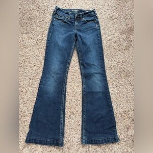 Silver Dark Blue Flare Jeans